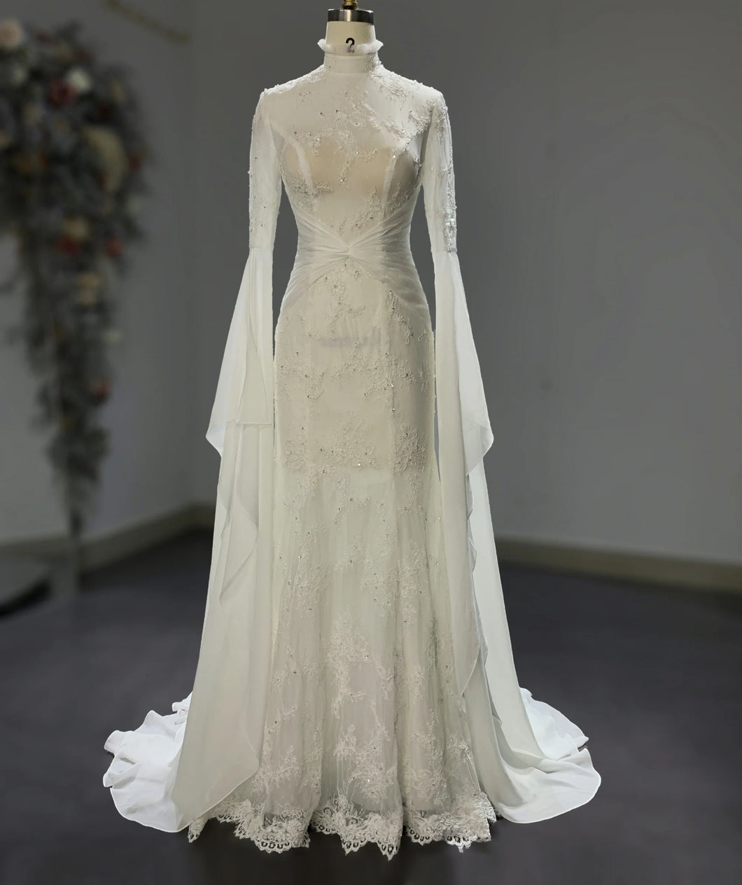 Mabel - Long bell sleeves lace bohemia wedding dress
