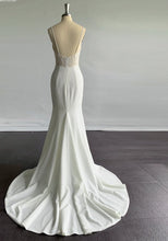 Load image into Gallery viewer, Kimara - Spaghetti strap crepe trumpet wedding dress with slit
