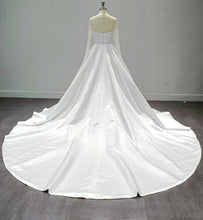 Load image into Gallery viewer, Mia - Satin ballgown with pearl illusion long sleeves
