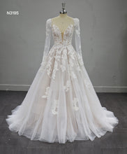 Load image into Gallery viewer, Nihara - Long sleeve organza ball gown with large beaded lace
