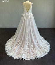 Load image into Gallery viewer, Nevaeh - Whimsical lace A-line wedding dress with champagne lining
