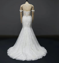 Load image into Gallery viewer, Noelle -Lace trumpet style wedding dress with drop sleeves
