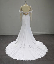 Load image into Gallery viewer, Laura - Crepe mermaid style wedding dress with lace detail
