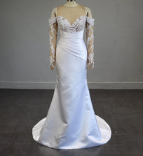 Load image into Gallery viewer, Mila - Beaded Lace Detachable Train Satin Wedding Dress
