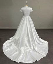 Load image into Gallery viewer, Lainey - Modest satin A-line wedding dress
