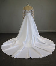 Load image into Gallery viewer, Mila - Beaded Lace Detachable Train Satin Wedding Dress
