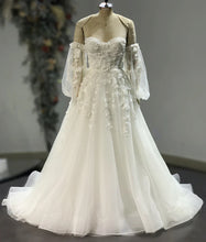 Load image into Gallery viewer, Jamie - 3D Floral Lace Ballgown with Removable Sleeves
