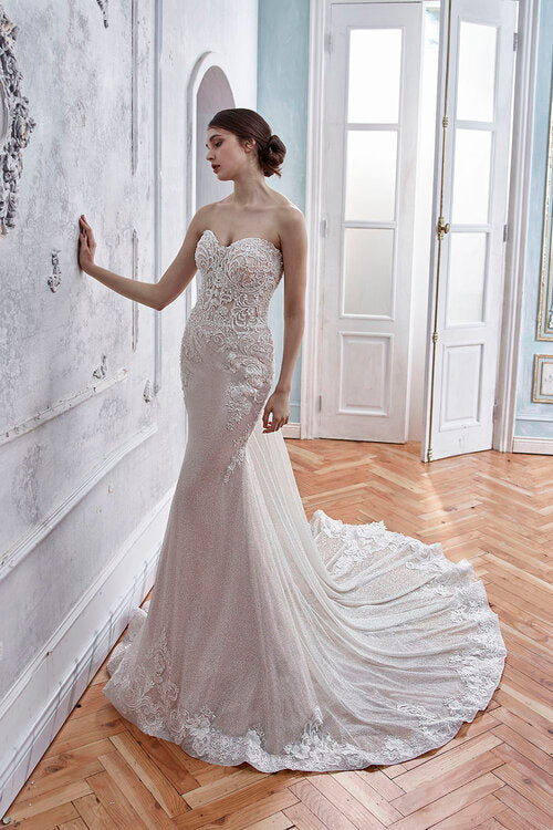 Alani - Sparkle embroidered lace strapless mermaid wedding dress