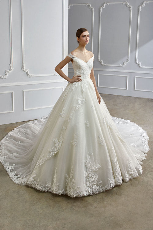 Claire - Off the shoulder lace ball gown