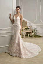Load image into Gallery viewer, Charlotte - V neck lace sheath wedding dress

