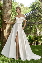 Load image into Gallery viewer, Frida - Off the shoulder satin ball gown with split
