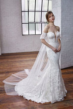 Load image into Gallery viewer, Diana - Lace Mermaid wedding dress with removeable cuffs and train
