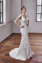 Load image into Gallery viewer, Demi - V neck trumpet wedding dress with removeable train
