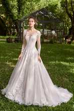 Load image into Gallery viewer, Frankie - Long sleeve ball gown with illusion neckline.
