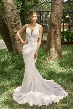 Load image into Gallery viewer, Felicia - Ruched mermaid wedding dress with illusion neckline
