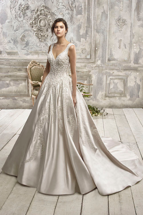 Brenda - Embroidered satin ball gown