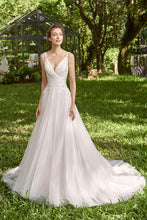 Load image into Gallery viewer, Fiona - Pleated A-Line wedding dress with illusion neckline
