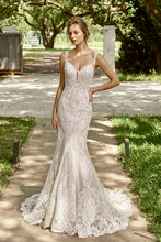 Load image into Gallery viewer, Frances - Lace mermaid wedding dress with nude lining
